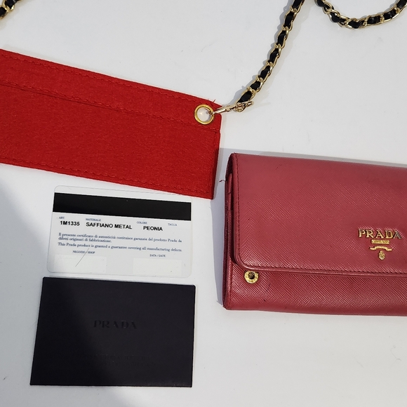 Prada Authentic saffiano leather  pink red long wallet - Picture 9 of 15